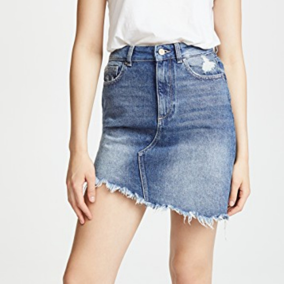 DL1961 Assymetric Denim Mini Skirt - Picture 1 of 5
